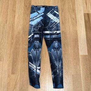 Blackmilk Blue and Black Graphic Leggings